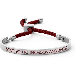 Key Moments 8KM BC0027 Open Bangle 5mm Love You To The Moon And Back - Cadeau - rood