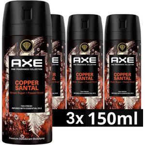 Axe Fine Fragrances Bodyspray Copper Santal 150ml -3 Stuks - Voordeelverpakking