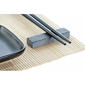 Sushi-set DKD Home Decor Zwart Natuurlijk Metaal Bamboe Keramiek Orientaals 30 x 40 cm 27,8 x 17,8 x 3 cm (7 Onderdelen) (27,8 x
