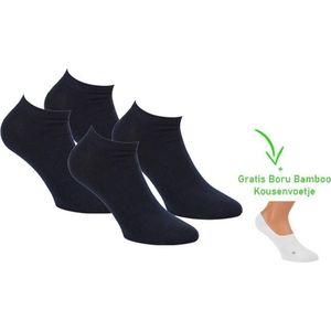 Bamboo sneaker sok - Naadloos - Anti zweet sokken - Heren en Dames - 4 paar - 1 paar bamboo kousenvoetjes cadeau - Marine - 36/40
