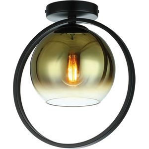 Moderne Plafondlamp Aureol | 1 lichts | goud / zwart | glas / metaal | Ø 30 cm | eetkamer / woonkamer lamp | modern / sfeervol design