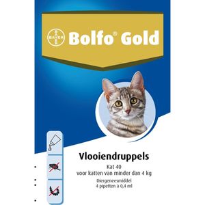 Bolfo Gold 40 Anti vlooienmiddel - Kat - 0 Tot 4 kg - 4 pipetten