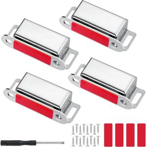 Set van 4 Magnetische Deurmagneten - Roestvrijstalen Sluiters voor Kastdeuren en Laden, Sterke Deurmagneet met Spijkers voor Balkondeuren