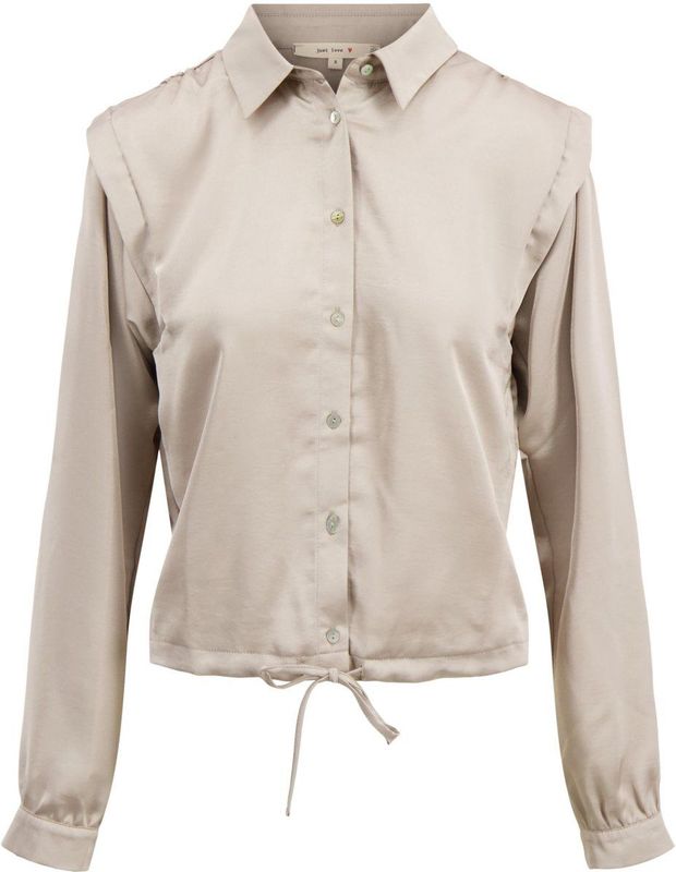 Zusss Satijnen Blouse Met Schouderdetail Chocoladebruin