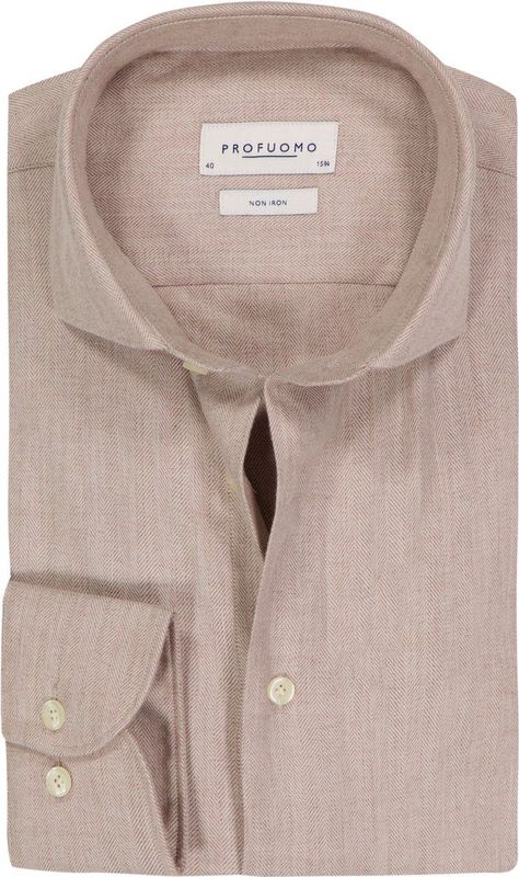 Profuomo - Business Hemd - Beige - Lange Mouw - PPWH30006C/F