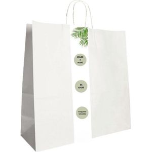 Papieren zakken 35 x 35 x 14 cm - Milieuvriendelijk, wit - Grote papieren draagtassen - Cadeauzakjes - Biologisch afbreekbaar, composteerbaar