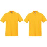 2-Pack maat L geel polo shirt premium van katoen voor heren - Polo t-shirts voor heren