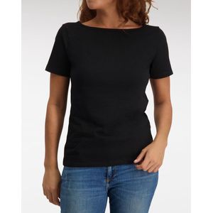 Claesen's dames Basics T-shirt (1-pack) - loose fit boothals T-shirt korte mouw - zwart - Maat: S