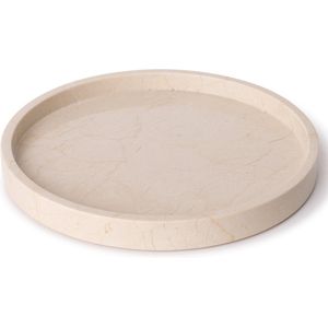 Marmer dienblad rond met rand beige - Tray Ø30cm - MOOISA - rond marmer dienblad - vierkant marmer dienblad - decoratie schaal - tapasplank - serveerplank