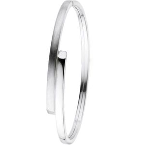 Lucardi Dames Armband bangle mat/glans - Echt Zilver - Armband - Cadeau - Stijlvol - Zilverkleurig