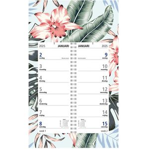 Castelli - omlegweekkalender 2025 - ringband - 2 weken overzicht - formaat 20x33cm - op dessin schild - met wire-o-binding - made in Italy - bloemen