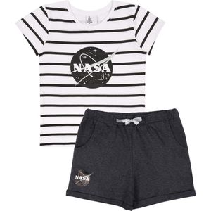 Zomers, grijs en wit gestreepte set voor een meisje NASA  6 jaar 116 cm