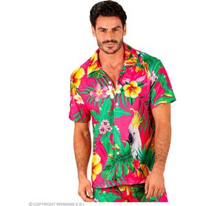 Widmann - Hawaii & Carribean & Tropisch Kostuum - Pretty In Pink Beach Shirt Man - Roze - Large / XL - Carnavalskleding - Verkleedkleding