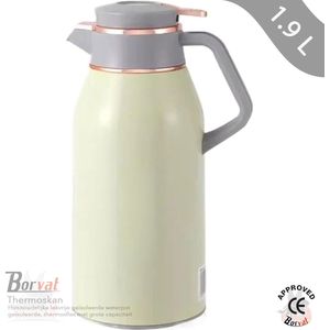 Borvat® Thermoskan - grote thermosfles geïsoleerde kan voor buiten - kantoren - huizen - restaurants - Lichtgroen - 1.9L