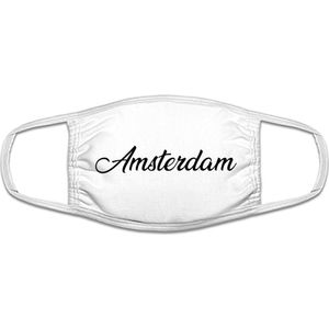 Amsterdam 020 mondkapje | gezichtsmasker | bescherming | bedrukt | logo | Wit mondmasker van katoen, uitwasbaar & herbruikbaar. Geschikt voor OV