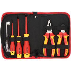 Tolsen Gereedschapset VDE 6-delig Premium - Schroevendraaierset - Tangenset - Spanningzoeker - Volledige Isolatie en Bescherming tot 1000V