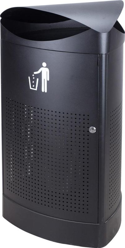 Driehoekige buitenafvalbak zwart 60 liter (VB667888)