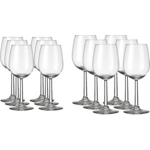 Een set van 12x stuks wijnglazen voor witte en rode wijn Bouquet - Witte/rode wijn glazen - Wijn drinken - Wijnglazen van glas