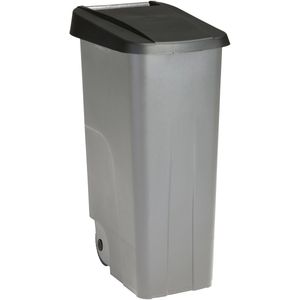 Sunware Afvalcontainer/rolemmer Basic - zwart - 110 liter - 57 x 42 x 88 cm - huis/tuin afval scheiden