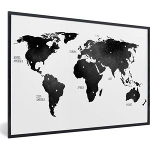 Fotolijst incl. Poster - Wereldkaart - Paars - Sterrenhemel - Kinderen - Jongens - Meisjes - 120x80 cm - Posterlijst