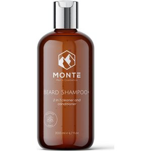 MONTE - Beard Shampoo+ | 200ml - 2-in-1 Baardshampoo en Conditioner - Verzorgend en Conditionerend voor de Baard - Sulfaat vrij