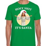 Holy shit its Santa fout Kerstshirt / Kerst t-shirt groen voor heren - Kerstkleding / Christmas outfit XL