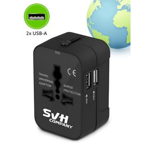 SVH Company Reisstekker – Wereldstekker Universeel voor 150+ Landen, waaronder Engeland UK, Amerika USA, Italië EU en Japan – 2 USB Poorten - Type A en Type G