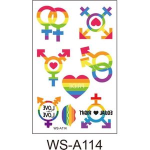 LGBT Pride Month Regenboog gay pride kleuren neptattoos 2 vellen-regenboog vlag-Carnaval-Plak tattoo-tattoo stickers-Regenboogvlag LGBT Pride Month-WS-A114