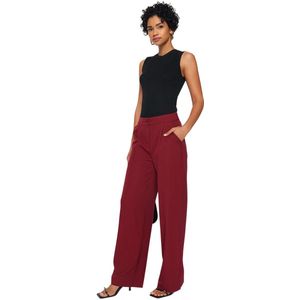 Trendyol Licht Kaki Wijde Pijpen/Wijde Pijpen Geweven Stoffen Broek Twoaw22Pl0139