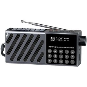 Grijze draagbare Bluetooth-luidspreker - met zonne-energie - Noodradio met FM-radio en mp3-speler - Hoge geluidskwaliteit en ingebouwde noodstroomvoorziening - Ideaal voor buitengebruik