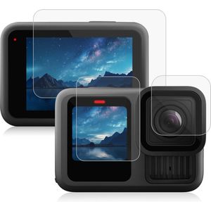 Geschikt voor GoPro HERO13 black PULUZ 3-in-1 lens en voor en achter scherm 9H 2. 5d gehard glas membraan