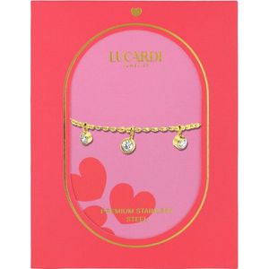 Lucardi Dames Daya armband - Staal - Armband - Cadeau - Moederdag - 20 cm - Goudkleurig