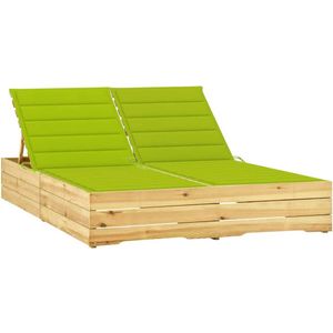 The Living Store 2-persoons Tuinbed - Grenenhout - Houten Loungebed - 198 x 135 x (30-75) cm - Verstelbare Rugleuning