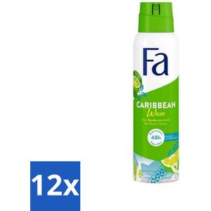 Fa - Caribbean Wave - Deodorant Spray - Lemon - 150 ml - Voordeelverpakking - 12 stuks