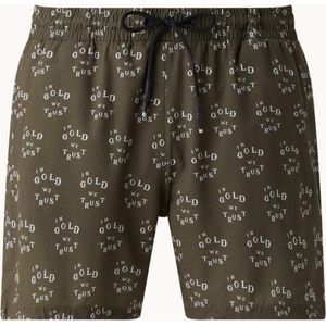 In Gold We Trust Zwemshorts met ritszakken en logoprint - Groen - Maat XL