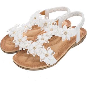 Provento - Zomer Sandalen Vrouwen Slip On Bohemian Enkelband Platte Schoenen - Comfortabel, Stijlvol, Trendy