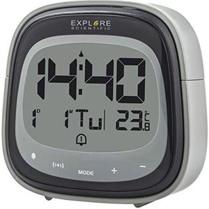 Zwarte Touch Wekker met Binnentemperatuur en Dubbel Alarm – Radiografisch, LCD Display, Kalender