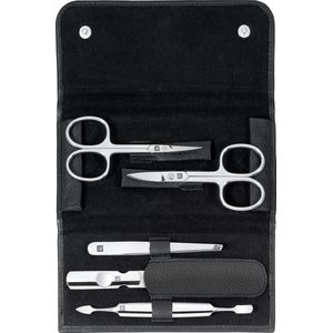 Manicureset 5-delig pedicurehanden voeten rundleer Zwart - CLASSIC INOX 97458-004-0 Mannenvrouw