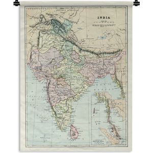 Wandkleed Antieke Keizerrijken in kaart - Antieke kaart van India Wandkleed katoen 150x200 cm - Wandtapijt met foto