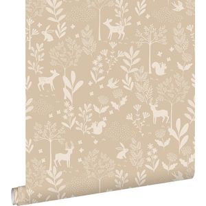 ESTAhome behang bos met bosdieren beige - 53 cm x 10.05 m - 139757