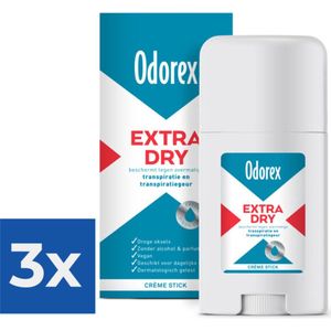 Odorex Extra Dry Deodorant Stick - Beschermt Je Optimaal Tegen Overmatige Transpiratie - Zonder Alcohol of Parfum - 40 ml - Voordeelverpakking 3 stuks