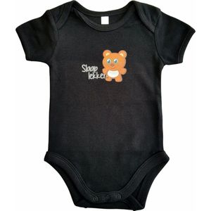 Zwarte romper met ""Slaap lekker"" - maat 74/80 - cadeautje, kraamcadeau, grappig, geschenk, baby, tekst, bodieke, slapen
