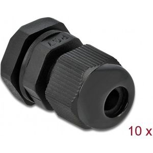 Delock - Kabelwartel PG7 - Zwart - 10 Stuks - IP68 Waterdicht