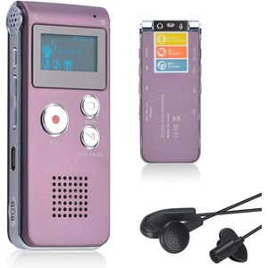 Oplaadbare 8 GB Dictafoon met LCD-Display, A-B Herhaling en MP3 Speler