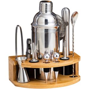 Topmelon Cocktail Set-12-Delige-Cocktail shaker set-Cocktailset met Houder-550ml Cocktailshaker-Inclusief Receptenboekje