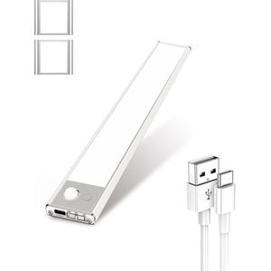 Onderbouwlamp keuken led 23 cm 74 leds 3 kleurmodi dimbaar led-kastverlichting met PIR Motion Sensor en oplaadbare 1500 mAh batterij - voor garderobe trap keuken