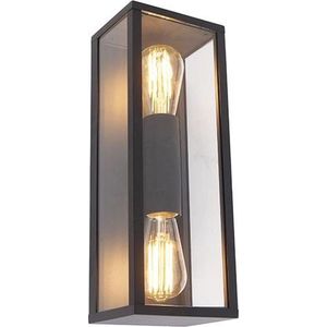 QAZQA charlois - Design Wandlamp voor buiten - 2 lichts - D 13.5 cm - Zwart - Buitenverlichting