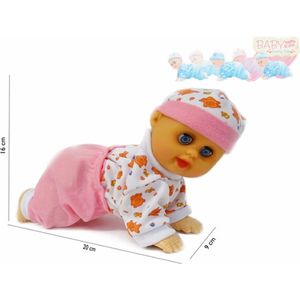 Crawling Baby - kruip baby pop - kan kruipen en dansen - met geluid (20cm)