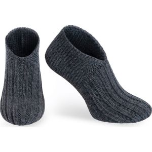 Knit Factory Miles Slofsokken - Sokken voor Dames en Heren - Gebreide sloffen - Huissokken - Antraciet - Maat 36-40