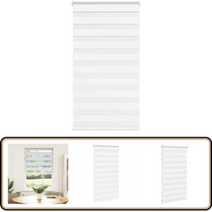 vidaXL Zebra Rolgordijn - 90x100 cm - Wit - Aluminium Rail Zebra Gordijn - Rolgordijn - Privacy Screen - Lichtregelaar - Decoratief Gordijn